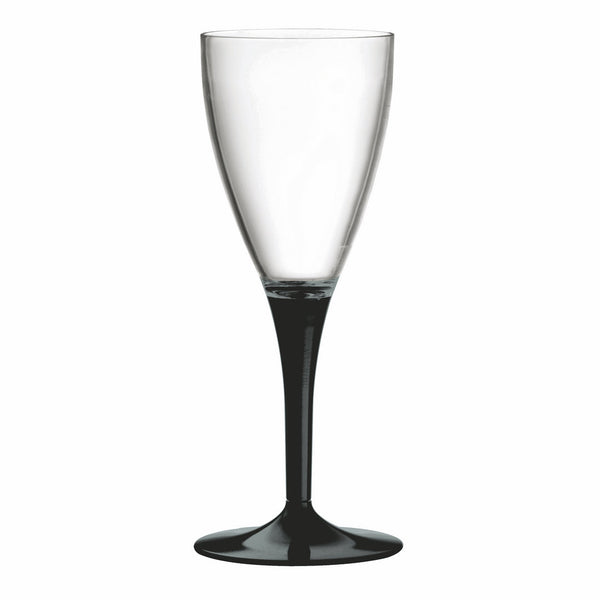 Polycarbonate Wine Glass, Clear Bowl With Solid Color Stem And Foot Black
