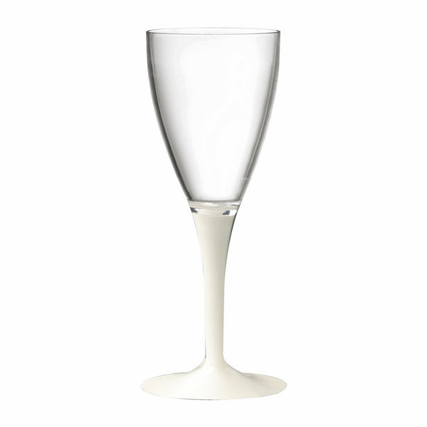 Polycarbonate Wine Glass, Clear Bowl With Solid Color Stem And Foot White