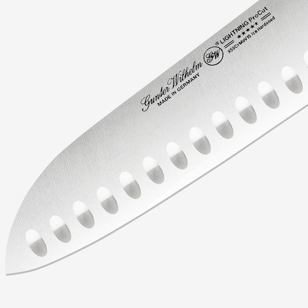 Gunter Wilhelm Thunder Santoku Knife, 7 Inch | Brown and Grey ABS Handle SKU: 10-115-0407