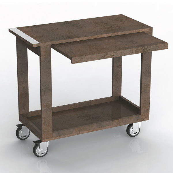 Trolley "Tevere" - Two Shelves + Slide Out Shelf - Laminated Panel L: 31-1/2" W: 15-3/4" H: 31-1/2"