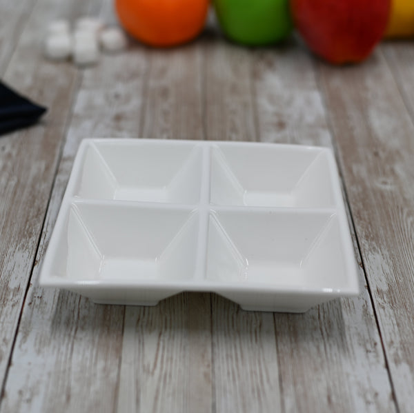 Fine Porcelain Divided Square Dish  6" X 6" | 15 Cm X 15 ‘¬ WL-992017/A
