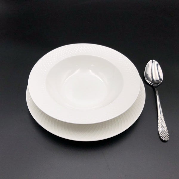 Wilmax Fine Julia Porcelain Deep Plate Dinnerware Set For 6 Including 10" Charger Plate SKU: WL-555027