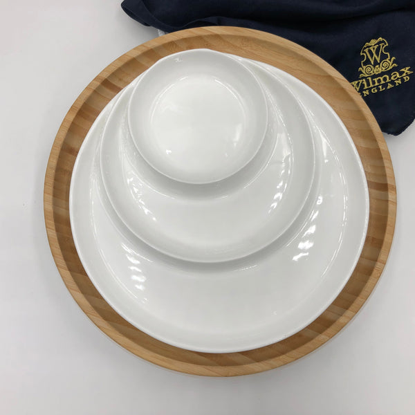 Wilmax Bamboo And Fine Porcelain 3 Section Divided Dish/plate Setting SKU: WL-555070