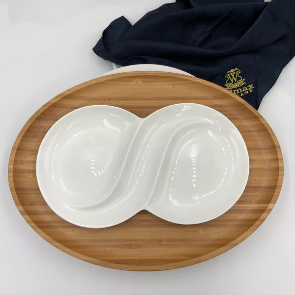 Wilmax Bamboo And Fine Porcelain Oval Dish/plate Setting SKU: WL-555068