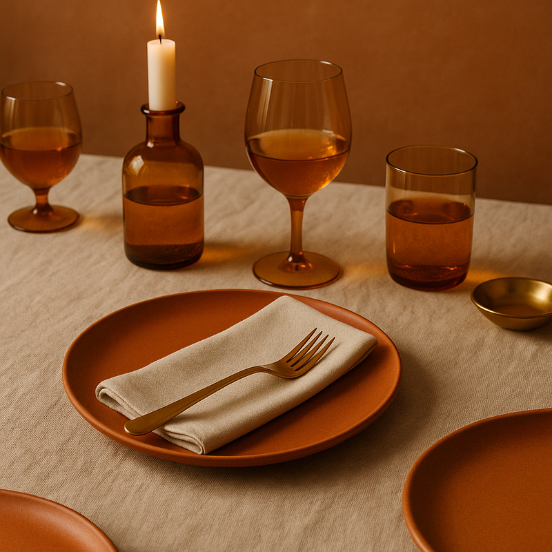 Sunset Palettes: Warm Amber, Terracotta, and Gold Dominating 2025 Tablescapes