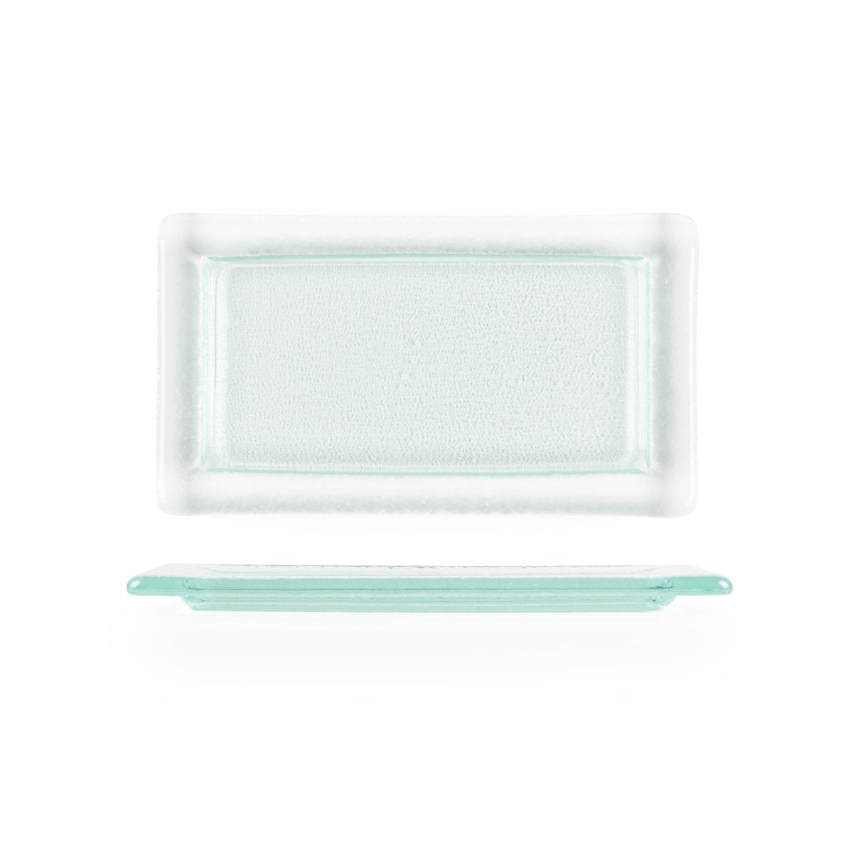 Turgla Fusion Glass 13" x 8" x h:0.5" Rectangular Clear Glass Platter SKU: 01-013-36CLR