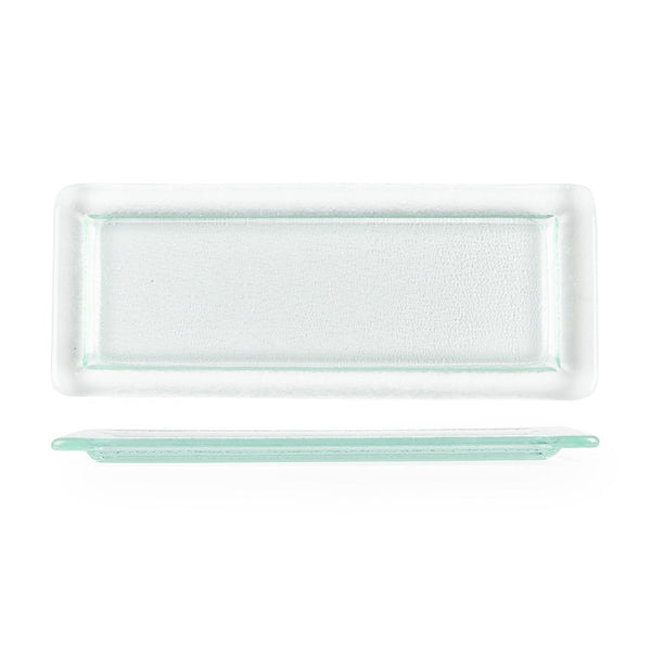 Turgla Fusion Glass 17.75" x 10" x h:0.75" Rectangular Clear Glass Pla SKU: 01-013-45CLR