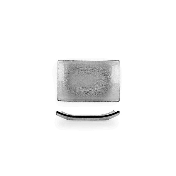 Turgla Fusion Glass 7.75" x 5" x h:0.75" Rectangular Charcoal Glass Pl SKU: 01-015-20CHR