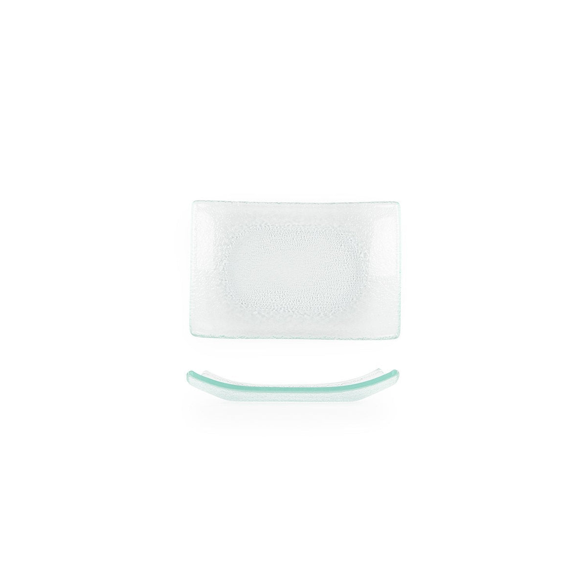 Turgla Fusion Glass 7.75" x 5" x h:0.75" Rectangular Clear Glass Platt SKU: 01-015-20CLR