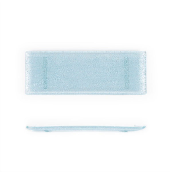 Turgla Fusion Glass 13.75" x 5" x h:0.5" Rectangular Blue Glass Platte SKU: 01-017-35BBL