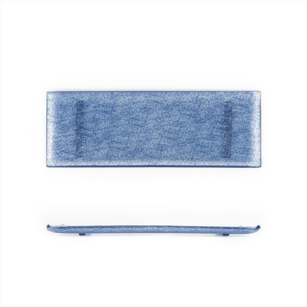 Turgla Fusion Glass 13.75" x 5" x h:0.5" Rectangular Blue Glass Platte SKU: 01-017-35CBL