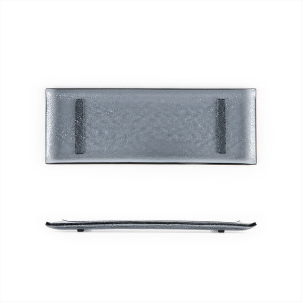 Turgla Fusion Glass 13.75" x 5" x h:0.5" Rectangular Charcoal Glass Pl SKU: 01-017-35CHR