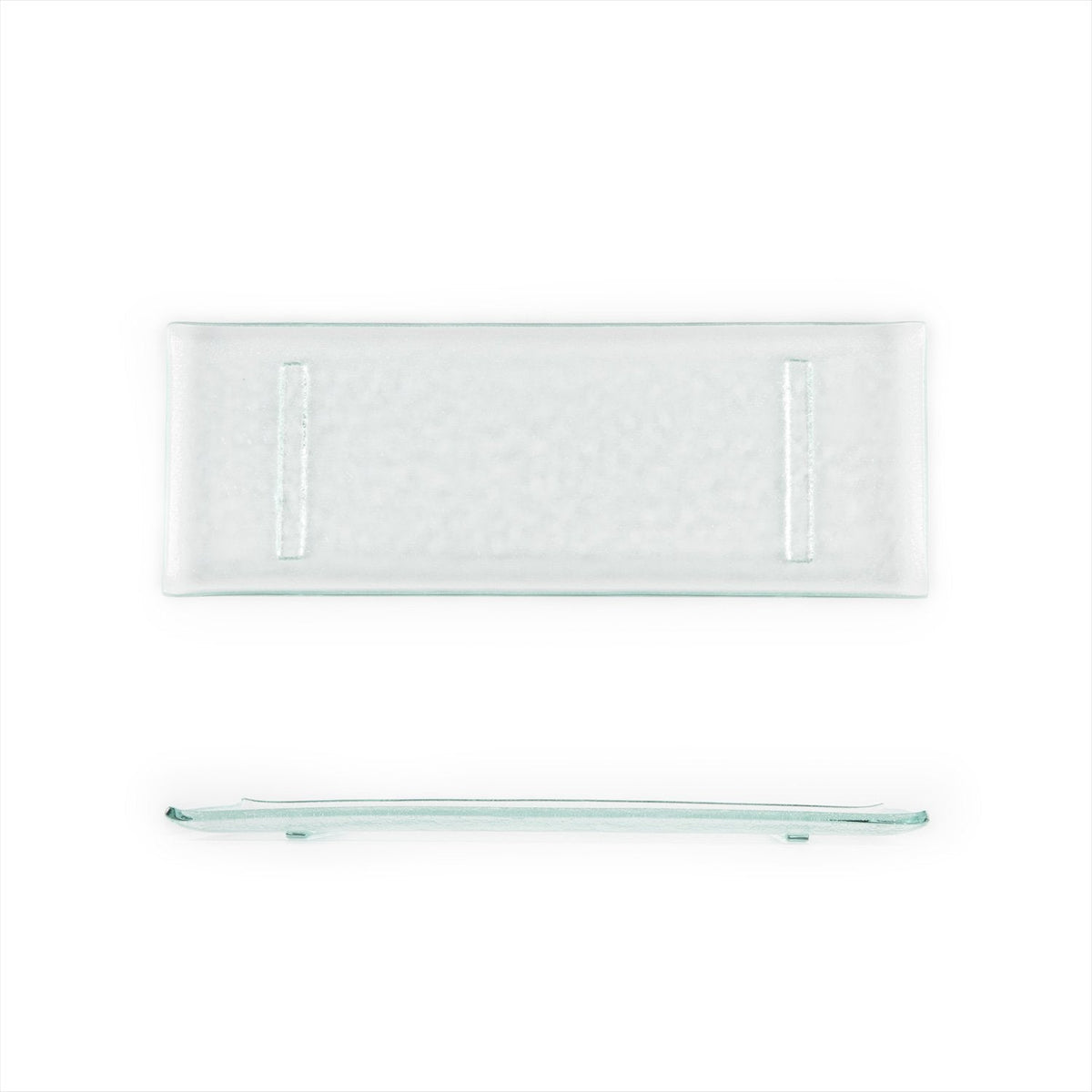 Turgla Fusion Glass 13.75" x 5" x h:0.5" Rectangular Clear Glass Platt SKU: 01-017-35CLR