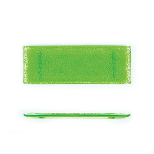 Turgla Fusion Glass 13.75" x 5" x h:0.5" Rectangular Green Glass Platt SKU: 01-017-35GRN