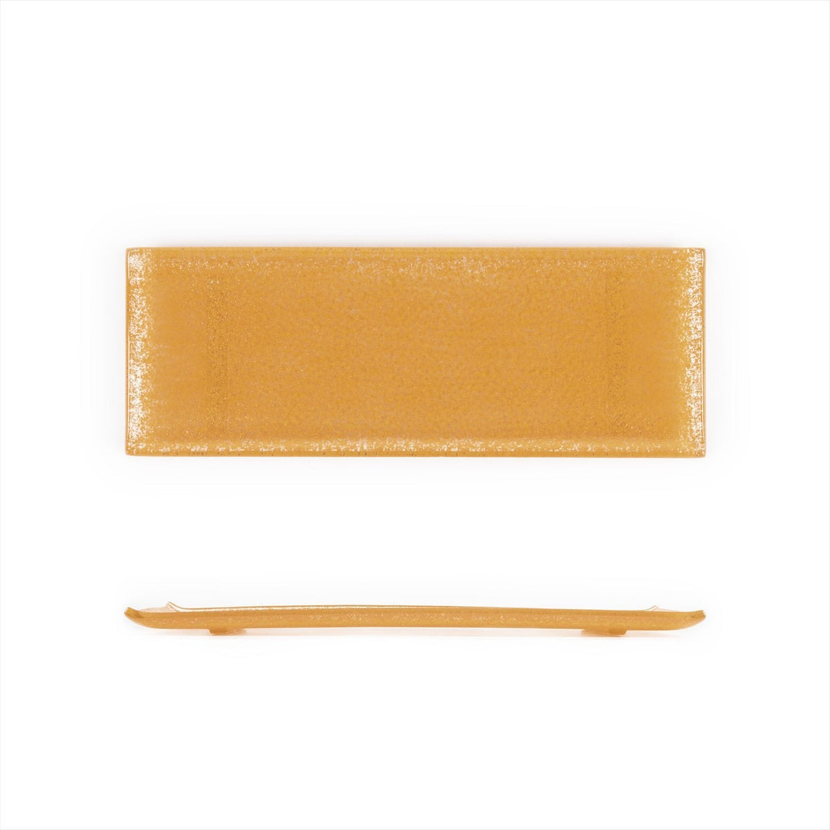 Turgla Fusion Glass 13.75" x 5" x h:0.5" Rectangular Orange Glass Plat SKU: 01-017-35ORG