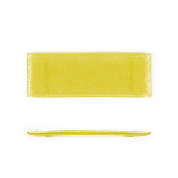 Turgla Fusion Glass 13.75" x 5" x h:0.5" Rectangular Yellow Glass Plat SKU: 01-017-35YLW