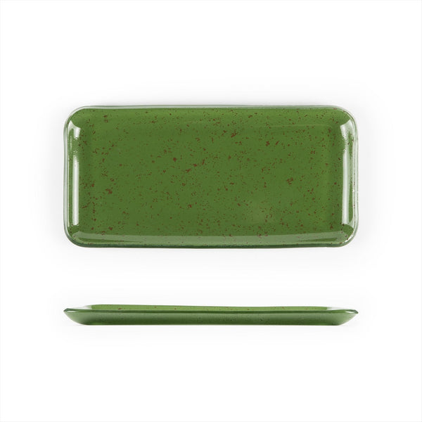 Turgla Fusion Glass 12.25" x 6" x h:1" Rectangular Basil Glass Platter SKU: 01-018-31BSL