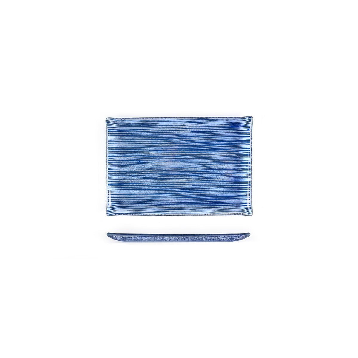 Turgla Fusion Glass 8.5" x 5.75" Rectangular Blue Glass Plate SKU: 01-373-15CBL