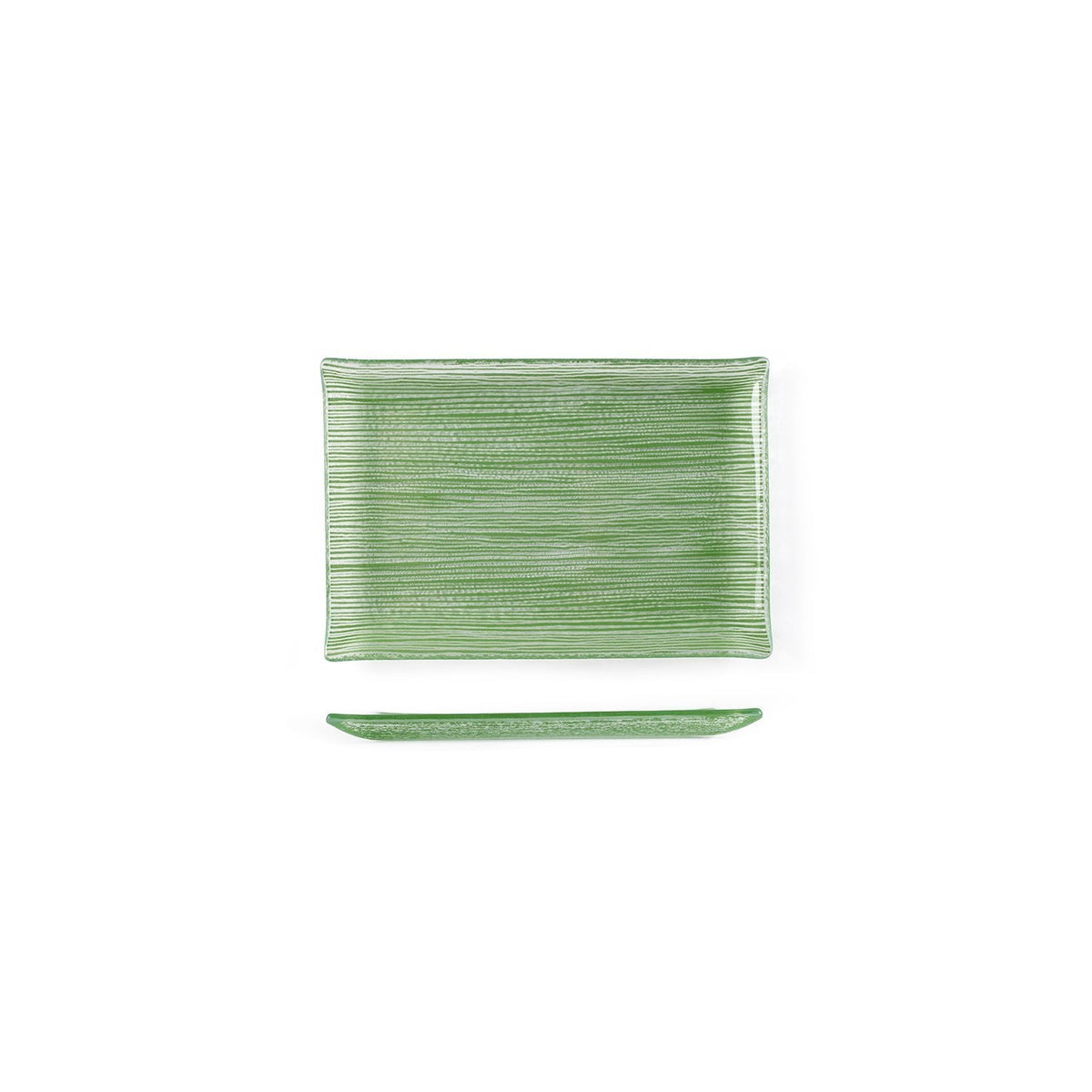 Turgla Fusion Glass 8.5" x 5.75" Rectangular Green Glass Plate SKU: 01-373-15GRN