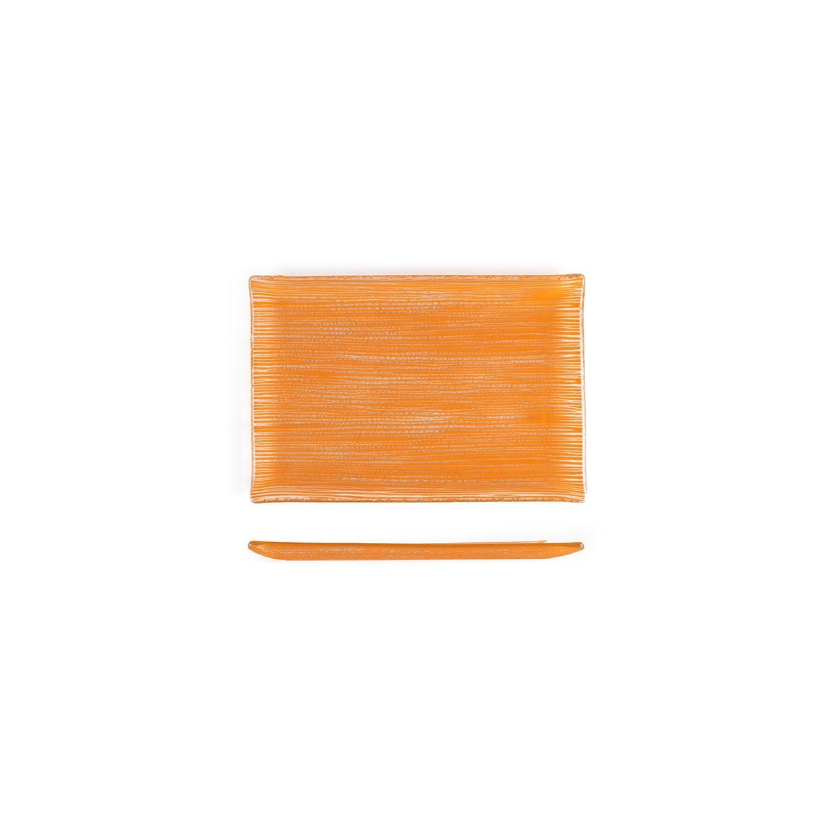 Turgla Fusion Glass 8.5" x 5.75" Rectangular Orange Glass Plate SKU: 01-373-15ORG