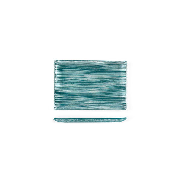 Turgla Fusion Glass 8.5" x 5.75" Rectangular Blue Glass Plate SKU: 01-373-15TRQ