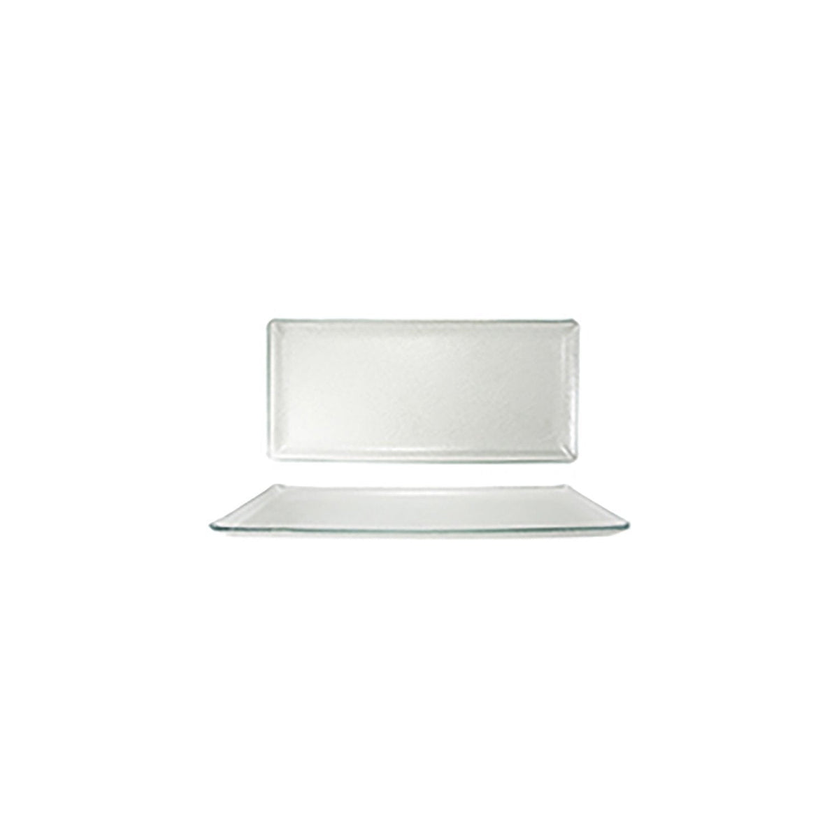 Turgla Fusion Glass 18" x 8" x h:1" Rectangular Clear Glass Platter SKU: 01-455-45CLR