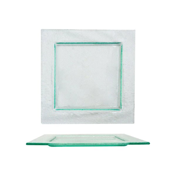 Turgla Fusion Glass 8.75" x 8.75" Square Clear Glass Plate SKU: 02-002-22CLR