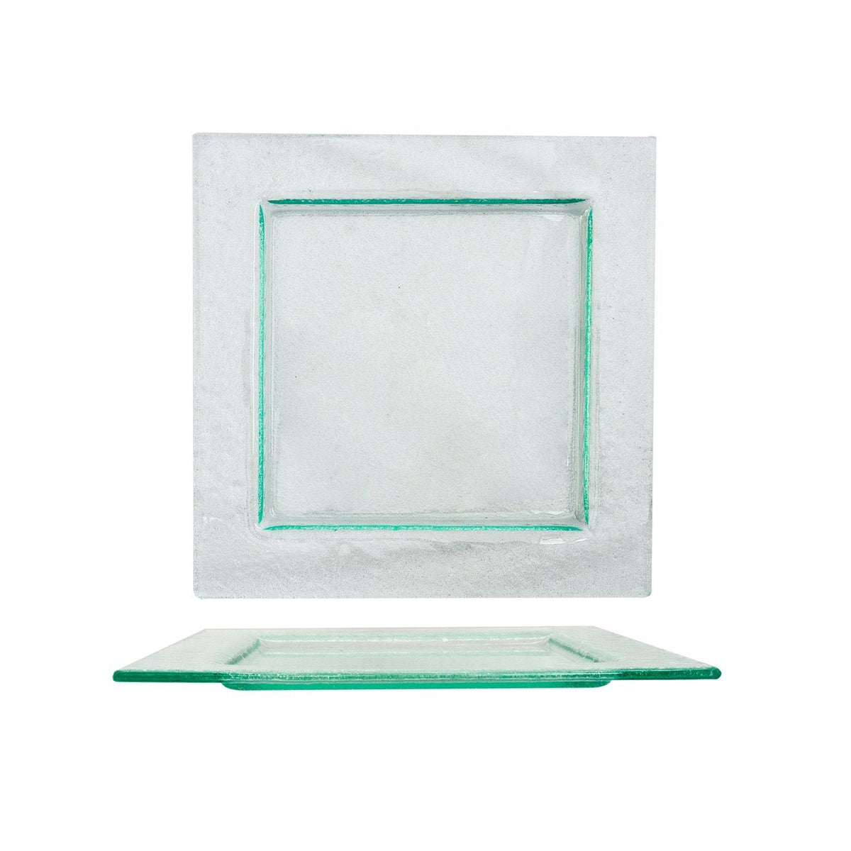 Turgla Fusion Glass 17.75" x 17.75" x h:0.5" Square Clear Glass Platte SKU: 02-002-45CLR