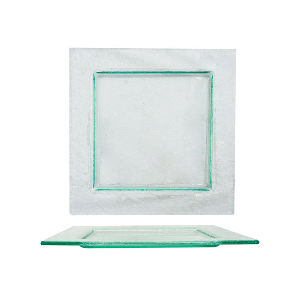 Turgla Fusion Glass 17.75" x 17.75" x h:0.5" Square Clear Glass Platte SKU: 02-002-45CLR