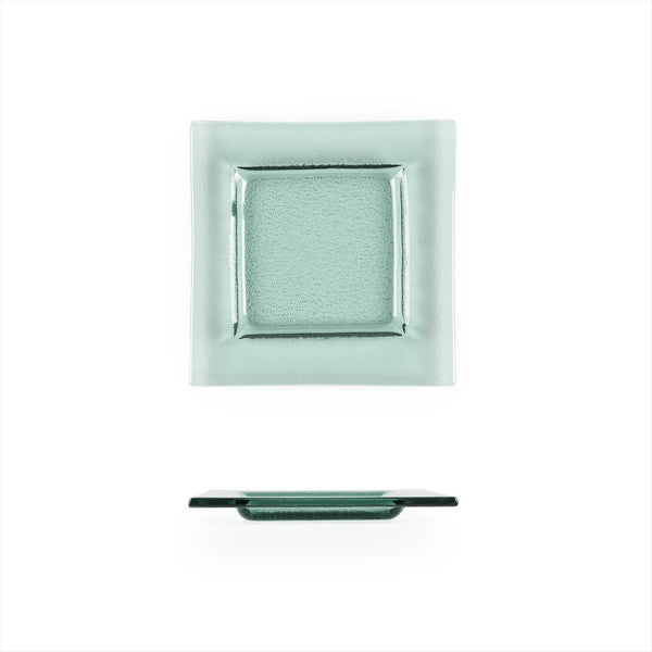 Turgla Fusion Glass 6" x 6" Square Transparent Green Glass Plate SKU: 02-031-15TGRN