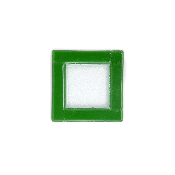Turgla Fusion Glass 6" x 6" Square Green Glass Plate SKU: 02-032-15GRNCLR