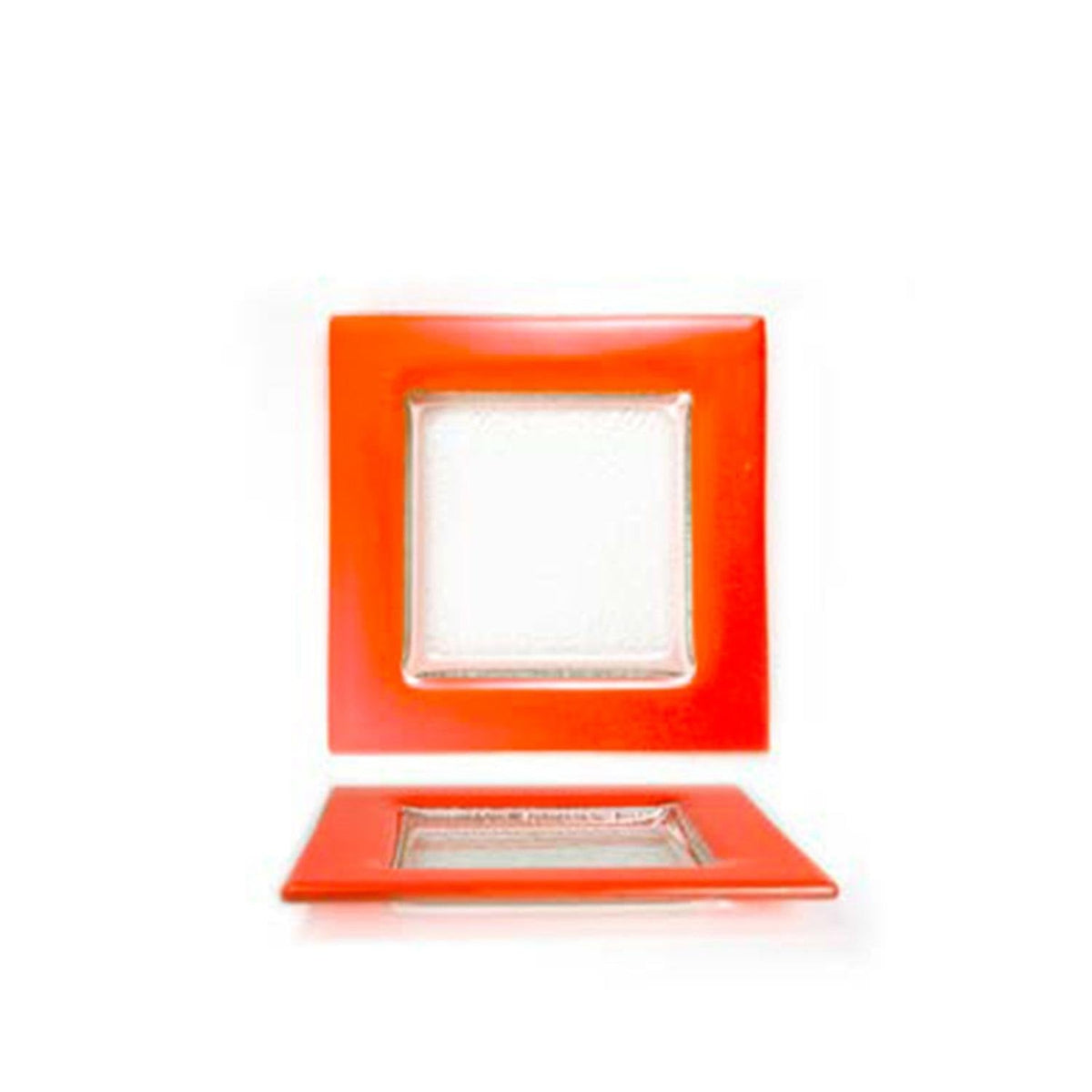 Turgla Fusion Glass 6" x 6" Square Orange Glass Plate SKU: 02-032-15ORGCLR