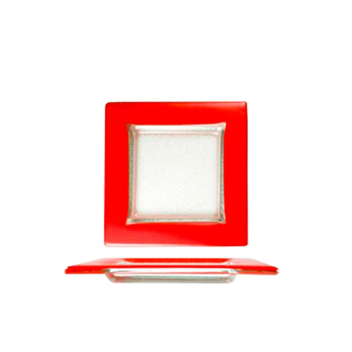 Turgla Fusion Glass 6" x 6" Square Red Glass Plate SKU: 02-032-15REDCLR