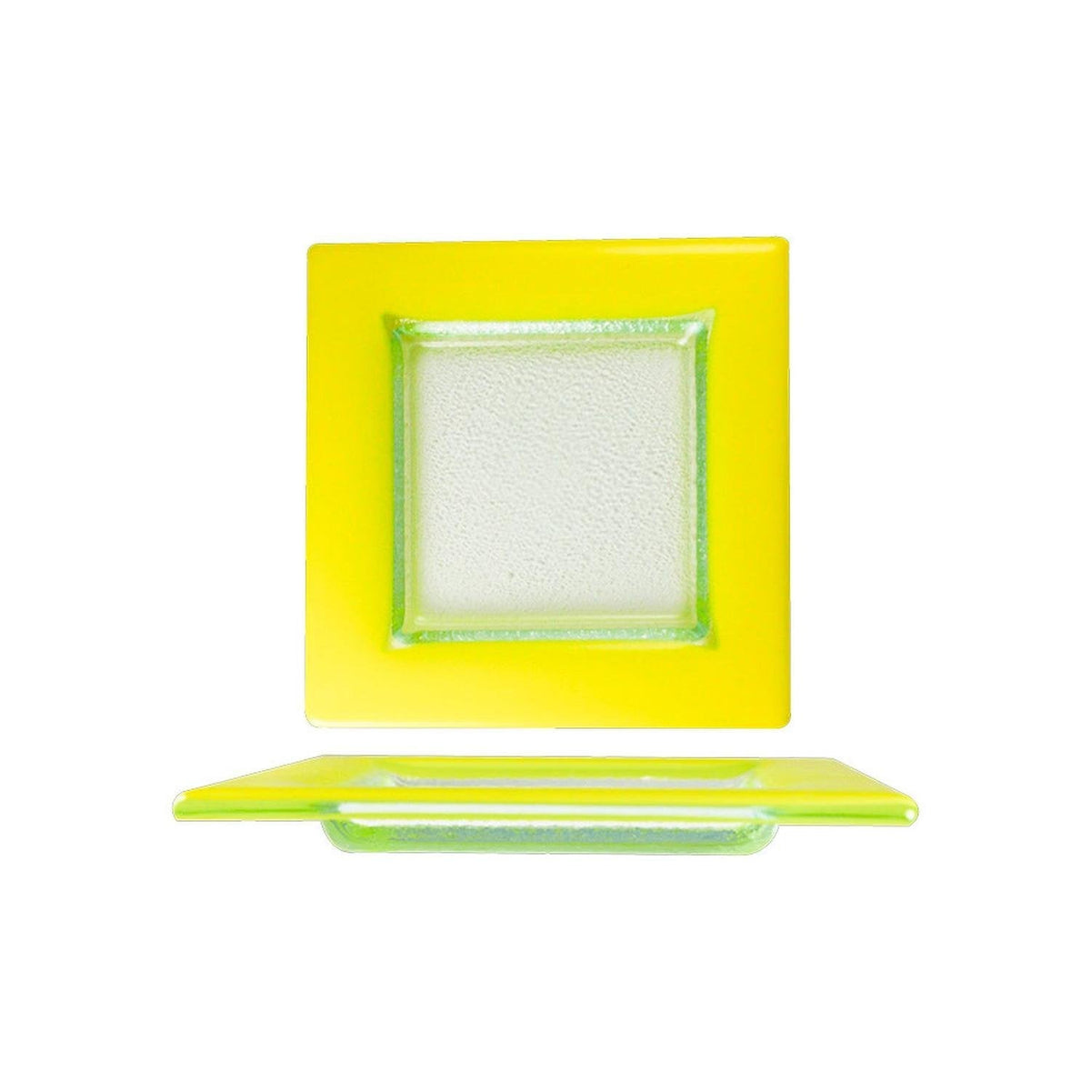 Turgla Fusion Glass 6" x 6" Square Yellow Glass Plate SKU: 02-032-15YLWCLR