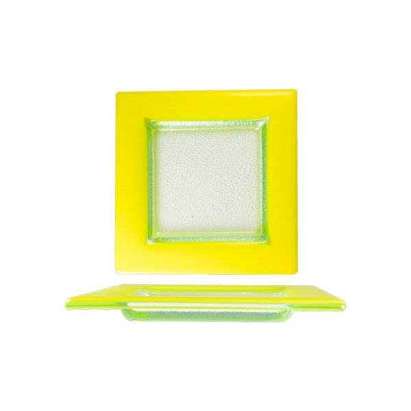Turgla Fusion Glass 6" x 6" Square Yellow Glass Plate SKU: 02-032-15YLWCLR