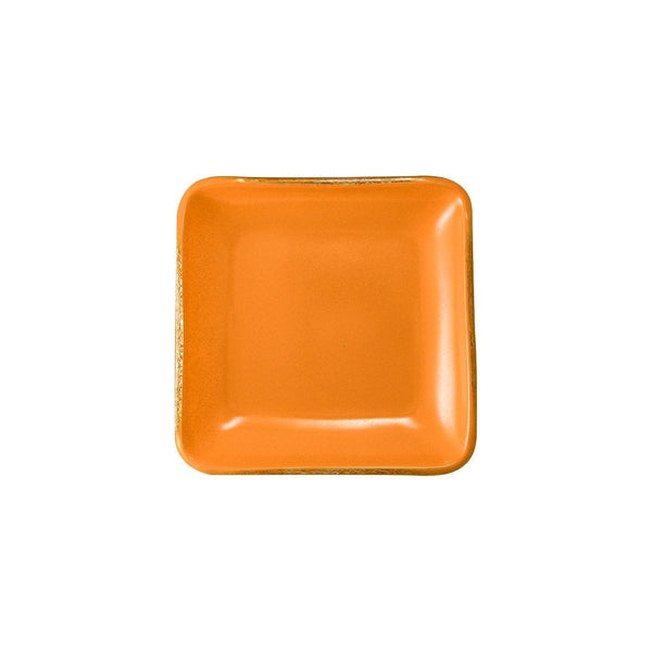 Turgla Fusion Glass 5.75" x 5.75" Square Turmeric Glass Plate SKU: 02-035-15TRM