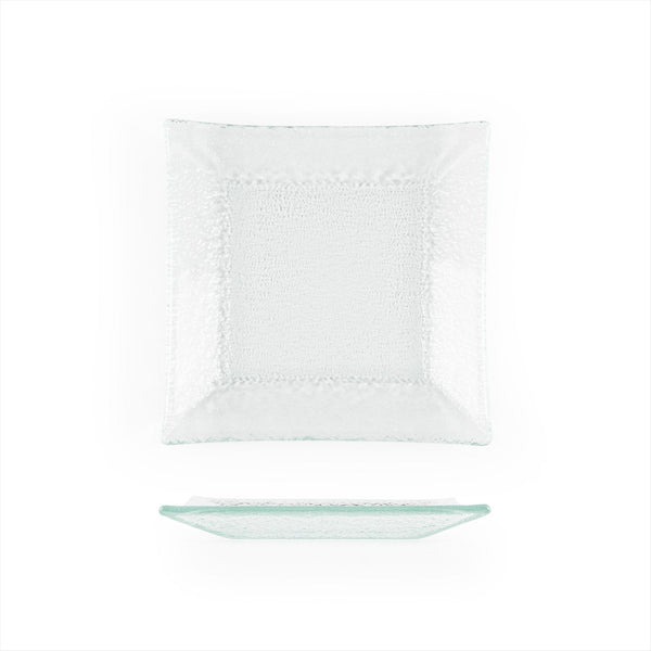 Turgla Fusion Glass 6.25" x 6" Square Clear Glass Plate SKU: 02-351-16CLR
