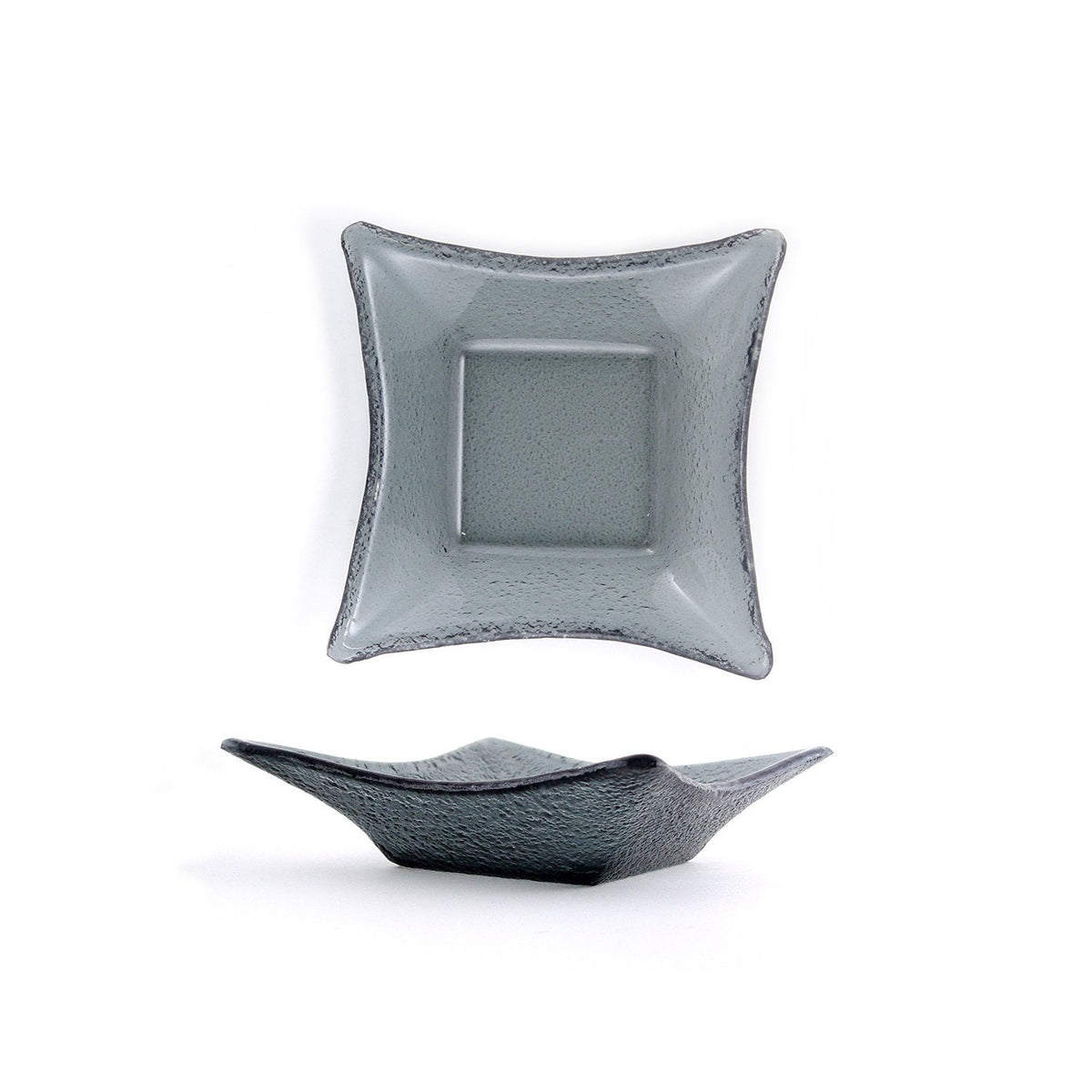 Turgla Fusion Glass 7.5" x 7.5" x h:2" 15 oz. Square Charcoal Glass De SKU: 02-358-20CHR