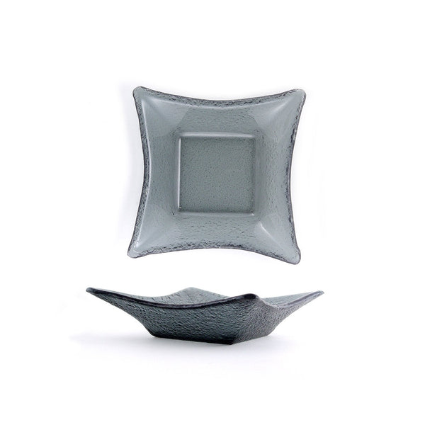 Turgla Fusion Glass 7.5" x 7.5" x h:2" 15 oz. Square Charcoal Glass De SKU: 02-358-20CHR