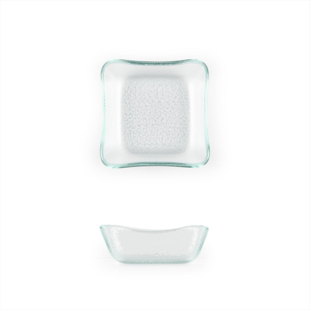 Turgla Fusion Glass 3.5" x 3.5" x h:1.25" 3 oz. Square Clear Glass Dee SKU: 02-359-11CLR