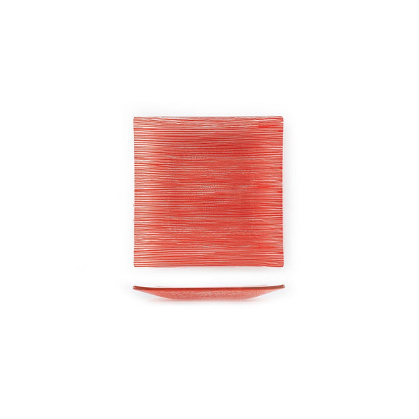 Turgla Fusion Glass 7.75" x 7.75" Square Red Glass Plate SKU: 02-414-20RED