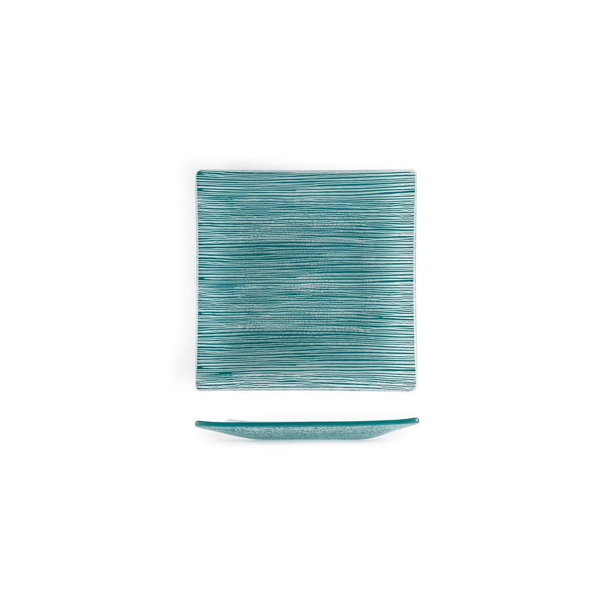 Turgla Fusion Glass 7.75" x 7.75" Square Blue Glass Plate SKU: 02-414-20TRQ