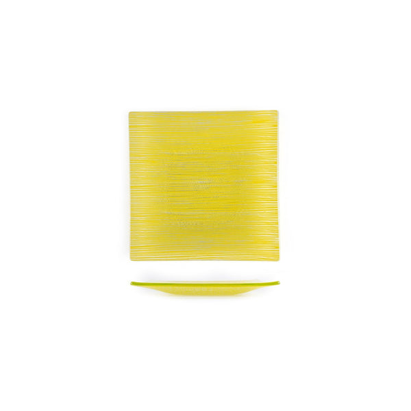 Turgla Fusion Glass 7.75" x 7.75" Square Yellow Glass Plate SKU: 02-414-20YLW