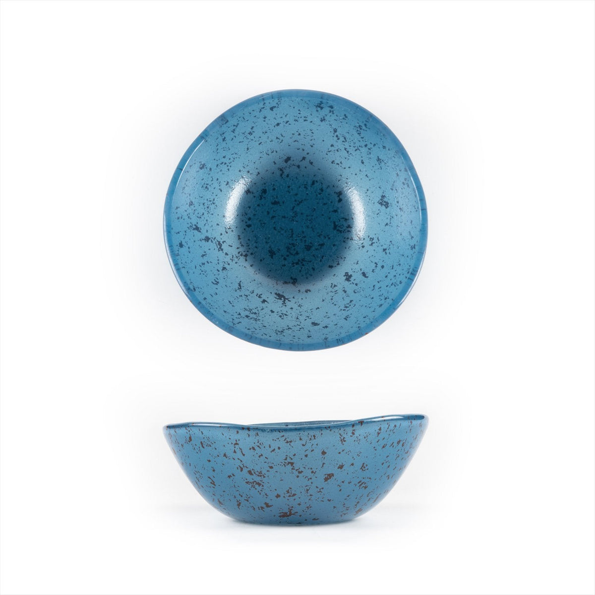 Turgla Fusion Glass dia.5.5" h:2" 14 oz. Round Blue Glass Bowl SKU: 04-019-14INGS