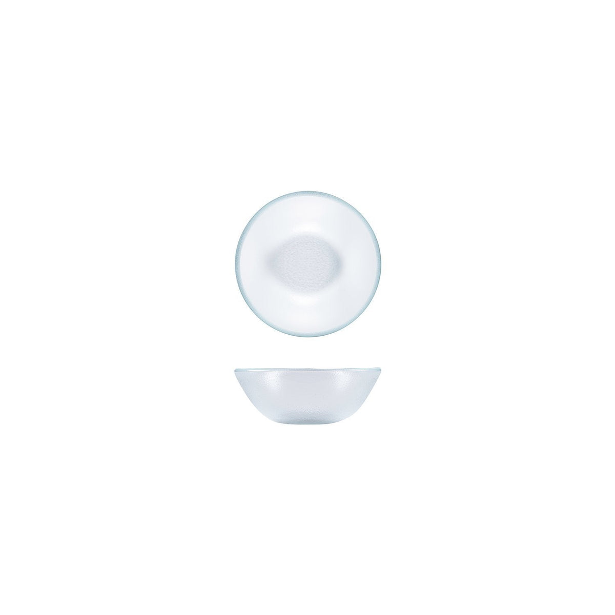 Turgla Fusion Glass dia.5.5" h:2" 14 oz. Round Clear Glass Bowl SKU: 04-019-14SCLR