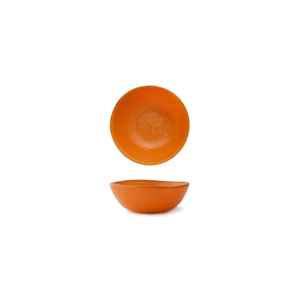 Turgla Fusion Glass dia.5.5" h:2" 14 oz. Round Turmeric Glass Bowl SKU: 04-019-14TRM