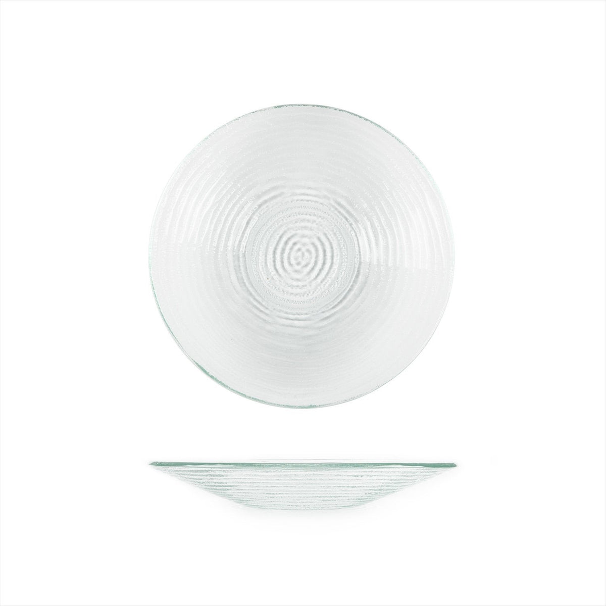 Turgla Fusion Glass dia.11.75" h:1.5" 32 oz. Round Clear Glass Bowl SKU: 04-316-30CLR
