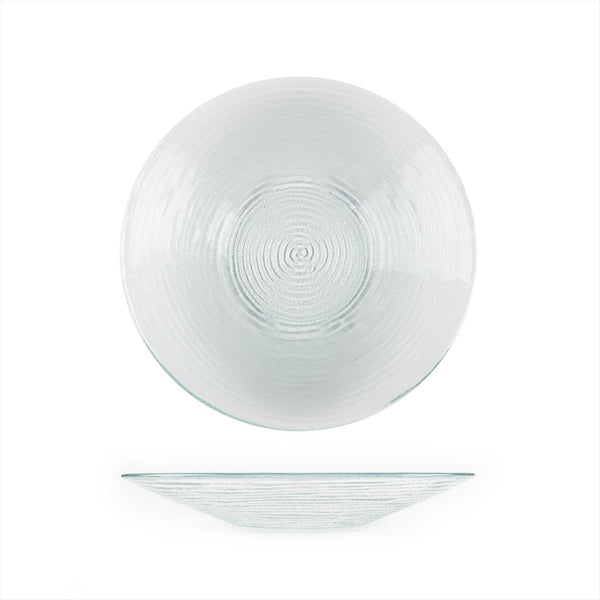 Turgla Fusion Glass dia.13.75" h:2" 58 oz. Round Clear Glass Bowl SKU: 04-316-35CLR