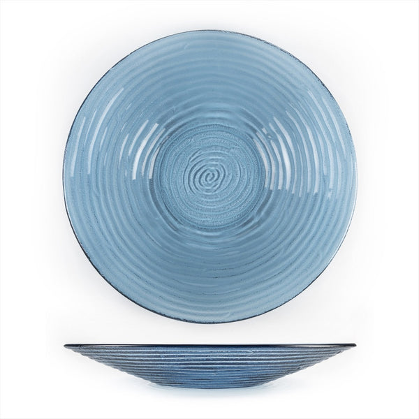 Turgla Fusion Glass dia.17.75" h:3" 4.5 qt. Round Transparent Blue Gla SKU: 04-316-45TBLU