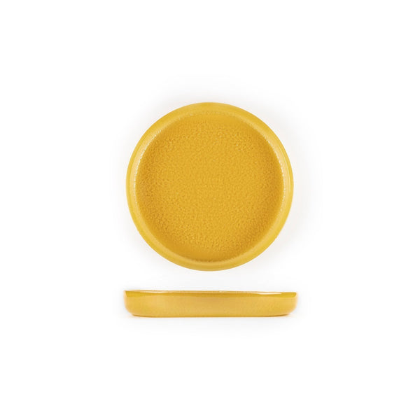 Turgla Fusion Glass dia.9.5" Round Turmeric Glass Plate SKU: 04-385-24TRM